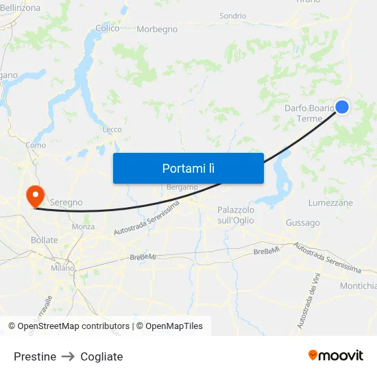 Prestine to Cogliate map