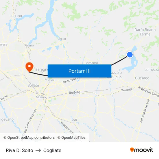 Riva Di Solto to Cogliate map