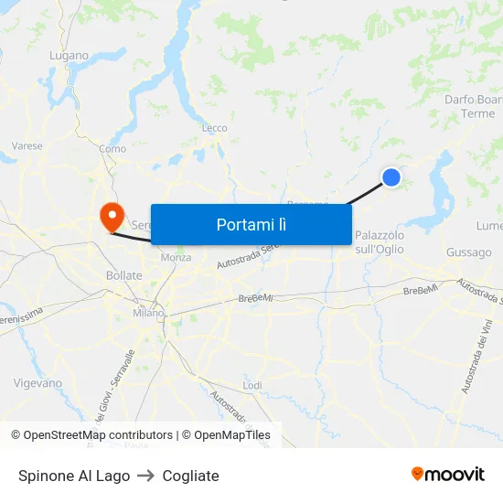 Spinone Al Lago to Cogliate map