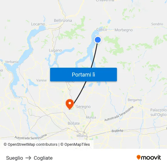 Sueglio to Cogliate map