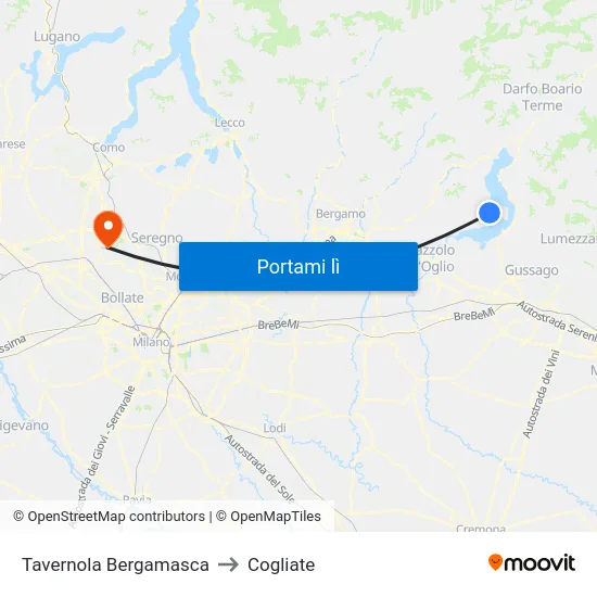 Tavernola Bergamasca to Cogliate map