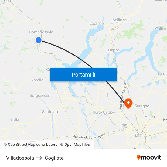 Villadossola to Cogliate map