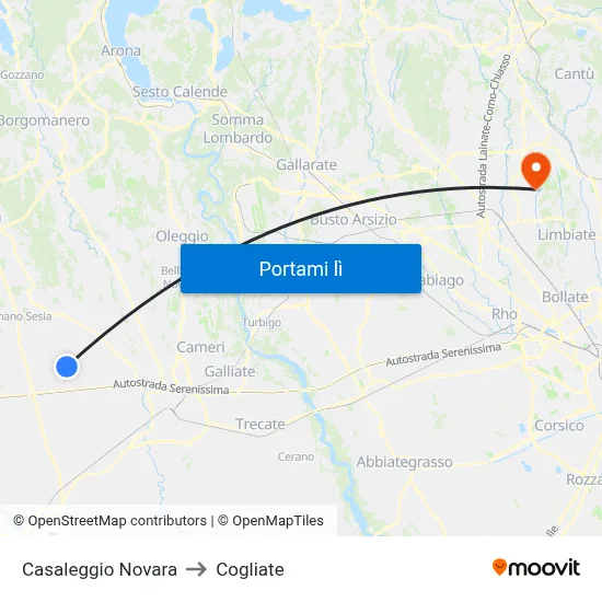 Casaleggio Novara to Cogliate map