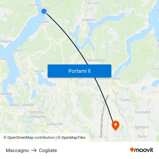 Maccagno to Cogliate map