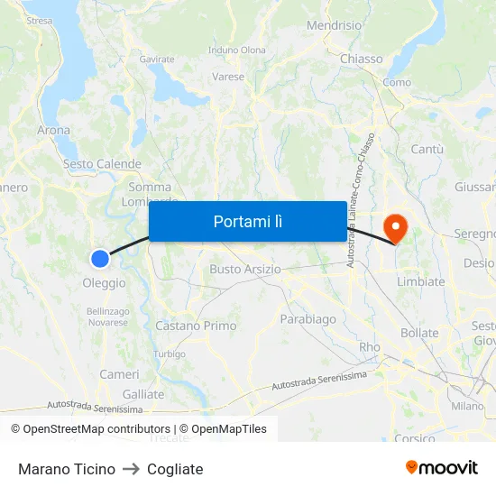 Marano Ticino to Cogliate map