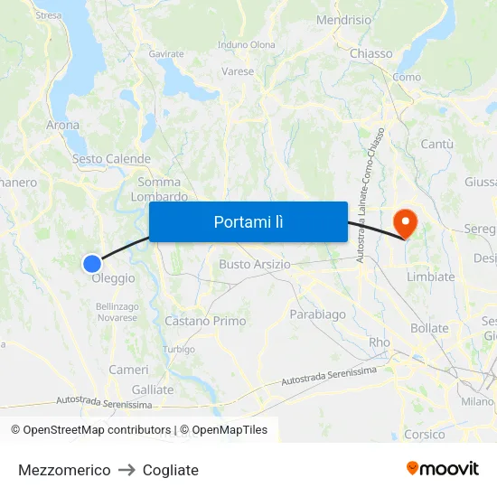 Mezzomerico to Cogliate map