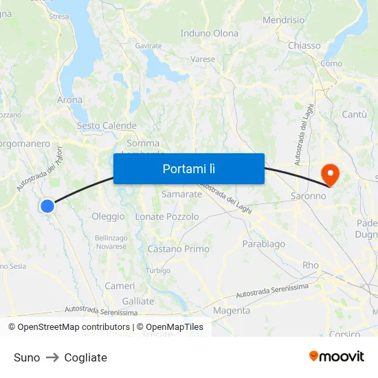 Suno to Cogliate map
