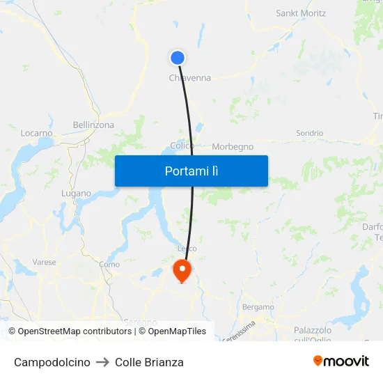 Campodolcino to Colle Brianza map