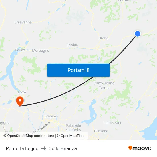 Ponte Di Legno to Colle Brianza map