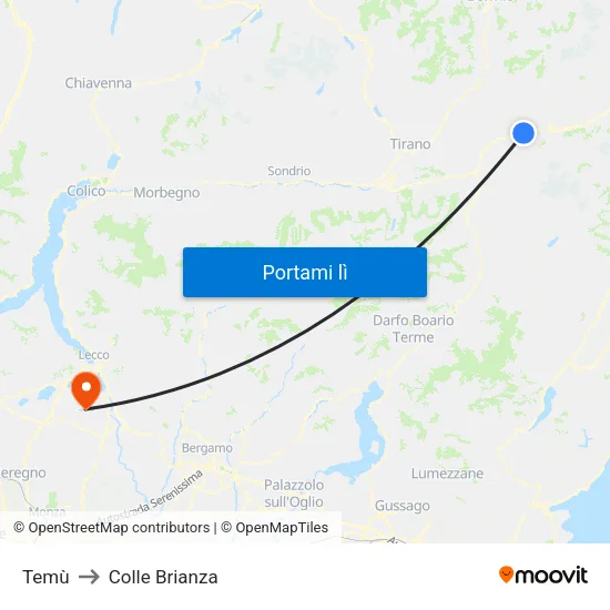 Temù to Colle Brianza map