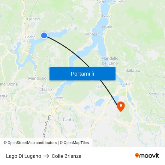 Lago Di Lugano to Colle Brianza map