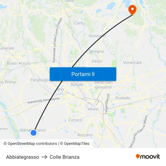Abbiategrasso to Colle Brianza map