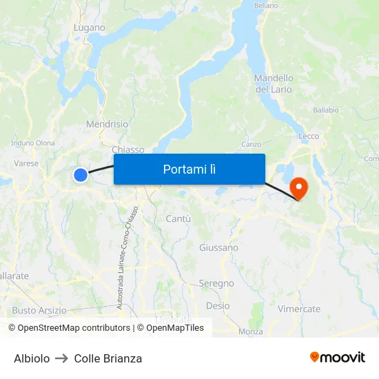 Albiolo to Colle Brianza map