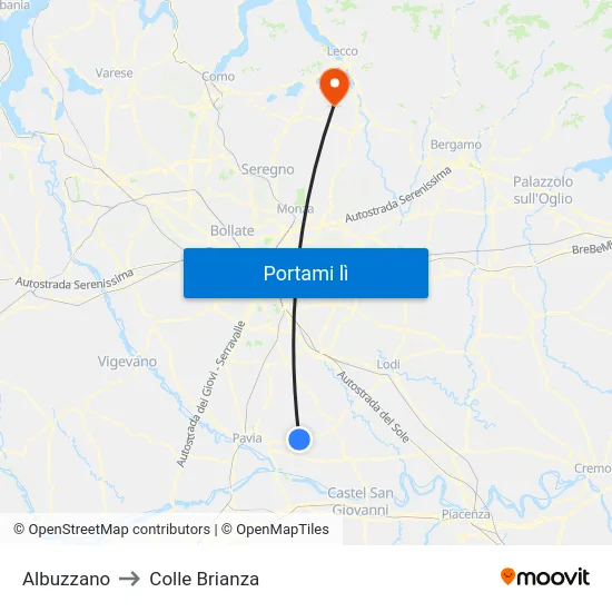 Albuzzano to Colle Brianza map