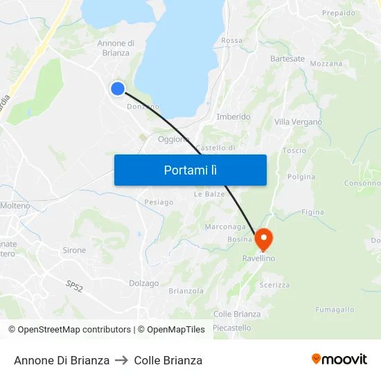 Annone Di Brianza to Colle Brianza map