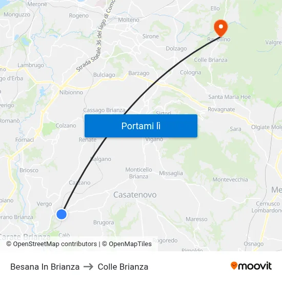 Besana In Brianza to Colle Brianza map
