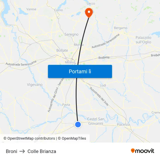 Broni to Colle Brianza map