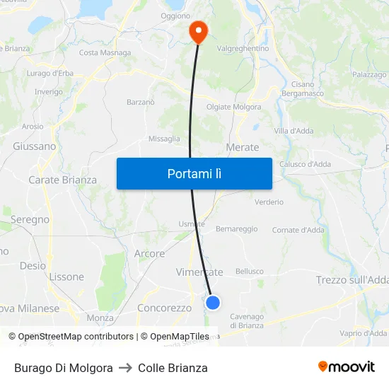 Burago Di Molgora to Colle Brianza map