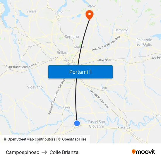 Campospinoso to Colle Brianza map