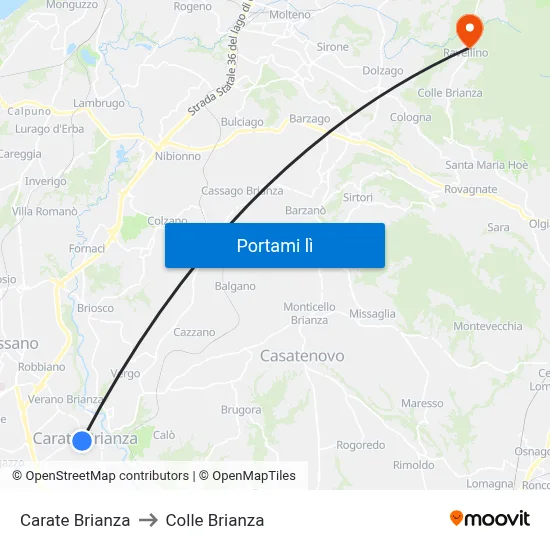 Carate Brianza to Colle Brianza map