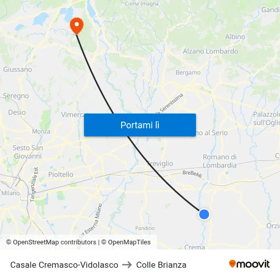Casale Cremasco-Vidolasco to Colle Brianza map