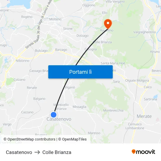 Casatenovo to Colle Brianza map