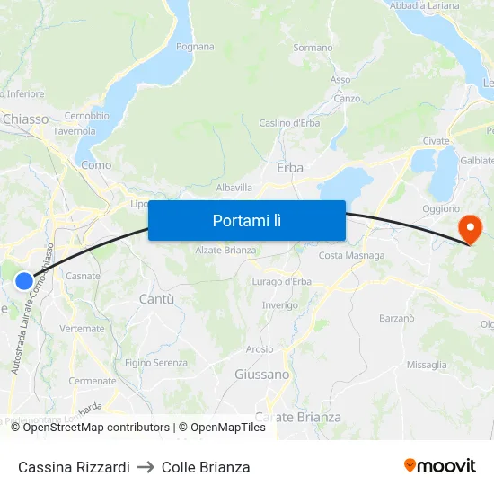 Cassina Rizzardi to Colle Brianza map