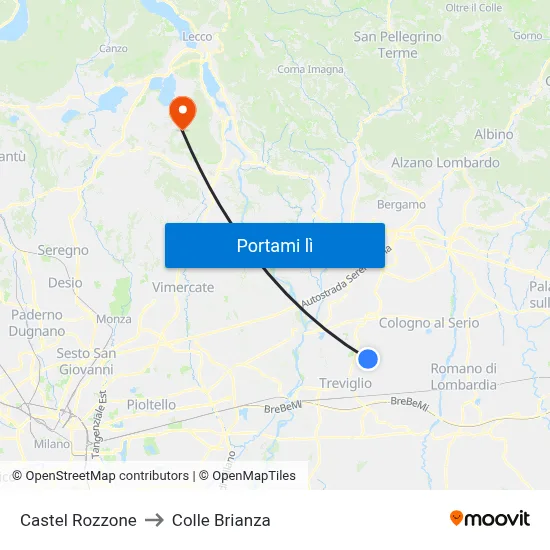 Castel Rozzone to Colle Brianza map