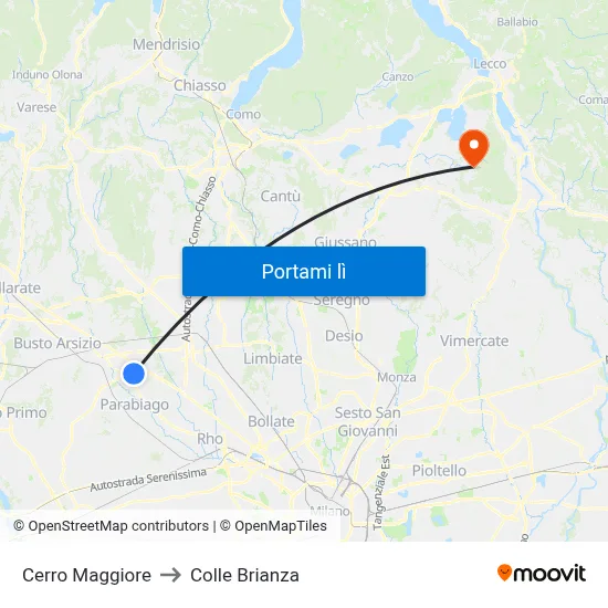 Cerro Maggiore to Colle Brianza map