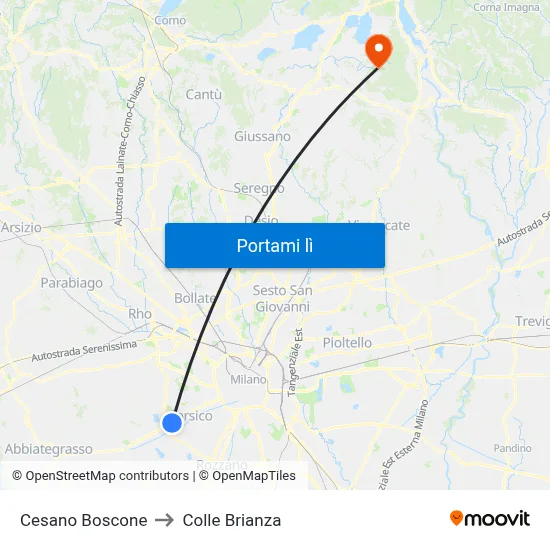 Cesano Boscone to Colle Brianza map