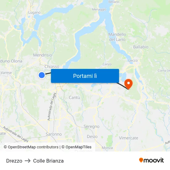 Drezzo to Colle Brianza map