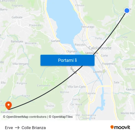 Erve to Colle Brianza map