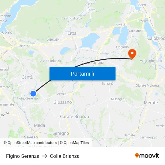 Figino Serenza to Colle Brianza map