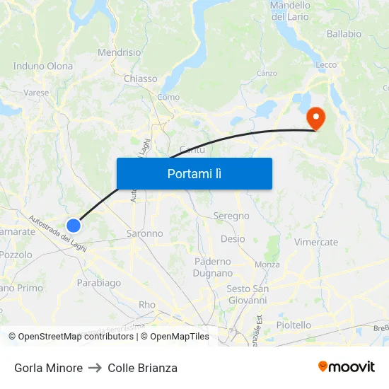 Gorla Minore to Colle Brianza map