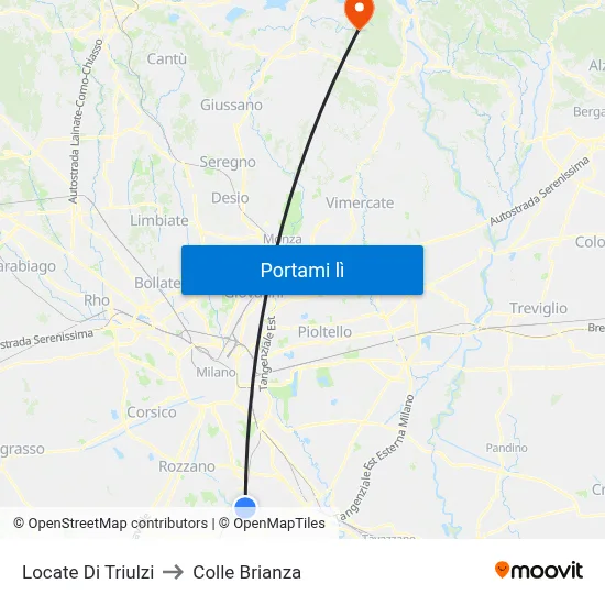 Locate Di Triulzi to Colle Brianza map