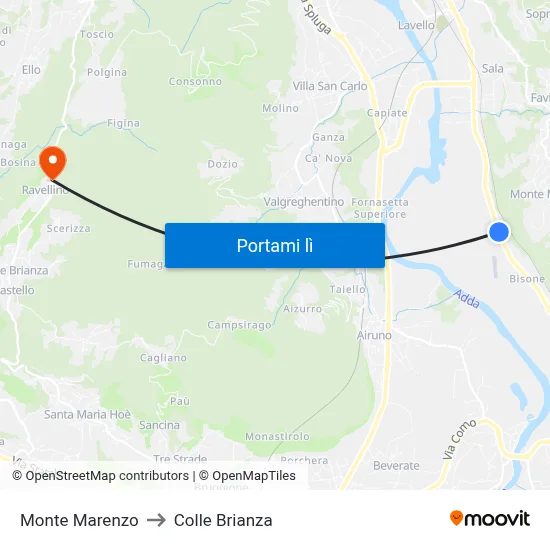 Monte Marenzo to Colle Brianza map