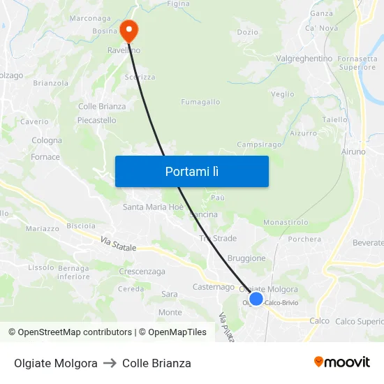 Olgiate Molgora to Colle Brianza map