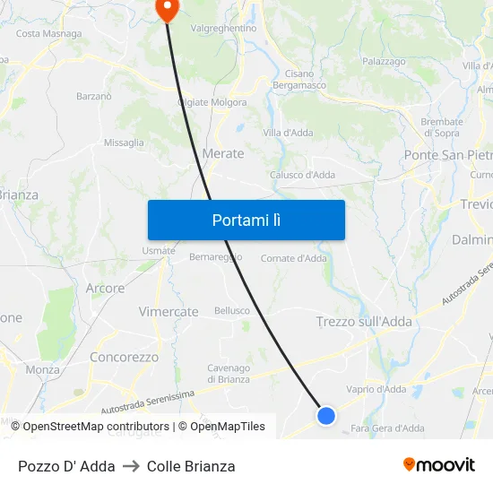 Pozzo D' Adda to Colle Brianza map