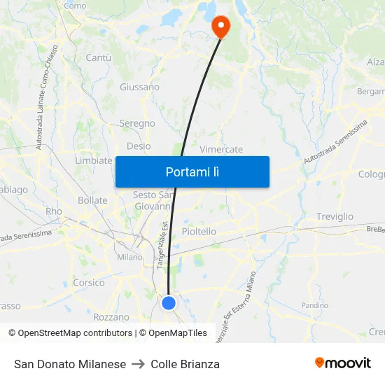 San Donato Milanese to Colle Brianza map