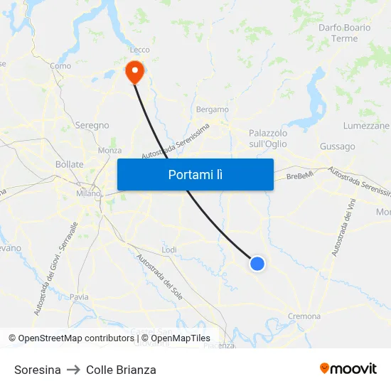 Soresina to Colle Brianza map