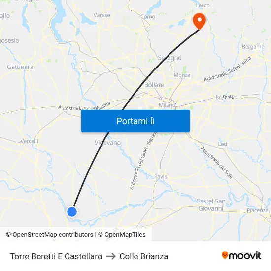Torre Beretti E Castellaro to Colle Brianza map