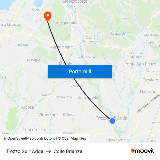 Trezzo Sull' Adda to Colle Brianza map