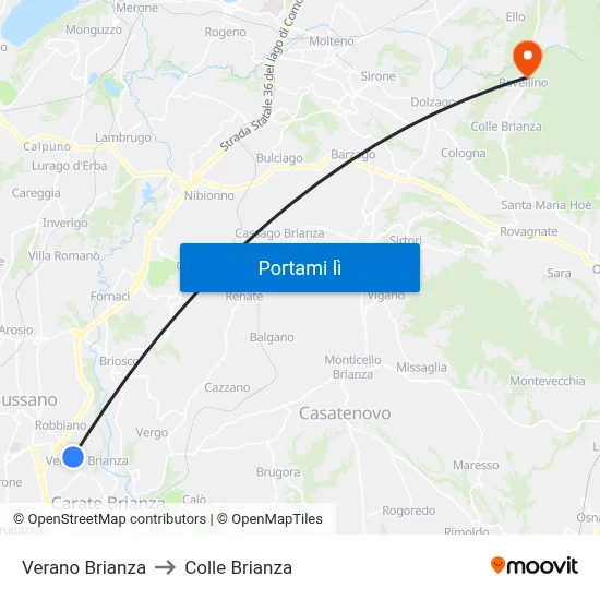 Verano Brianza to Colle Brianza map