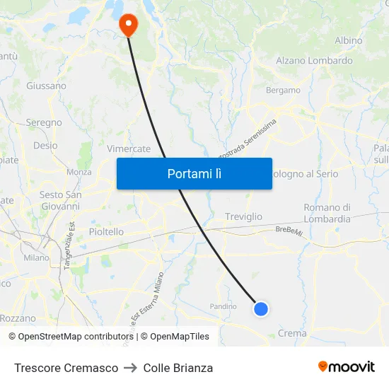 Trescore Cremasco to Colle Brianza map