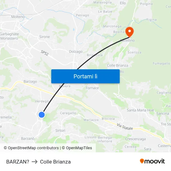 BARZAN? to Colle Brianza map