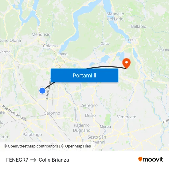 FENEGR? to Colle Brianza map