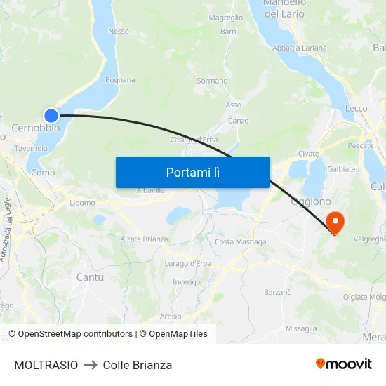 MOLTRASIO to Colle Brianza map