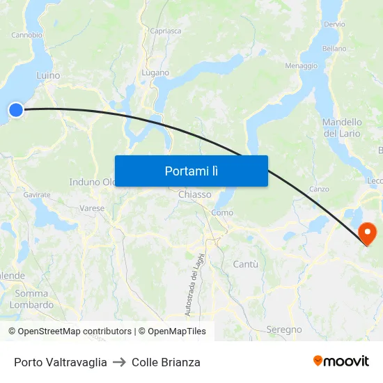 Porto Valtravaglia to Colle Brianza map
