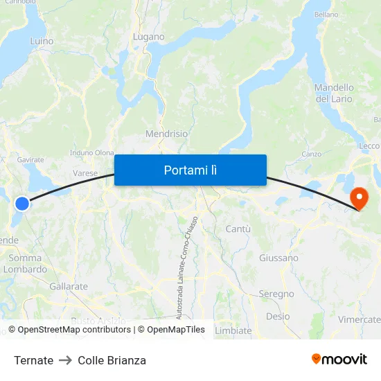 Ternate to Colle Brianza map