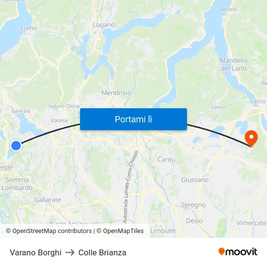 Varano Borghi to Colle Brianza map